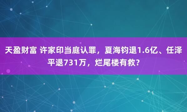 天盈财富 许家印当庭认罪，夏海钧退1.6亿、任泽平退731万，烂尾楼有救？
